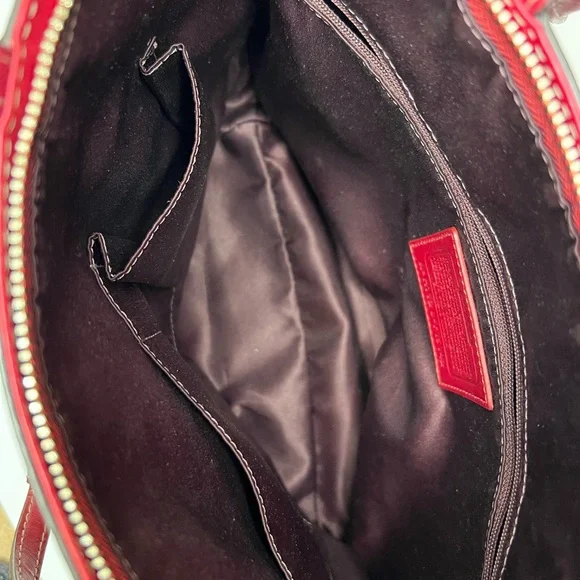 Coach red patent leather bright red tote purse OS - Picture 6 of 12